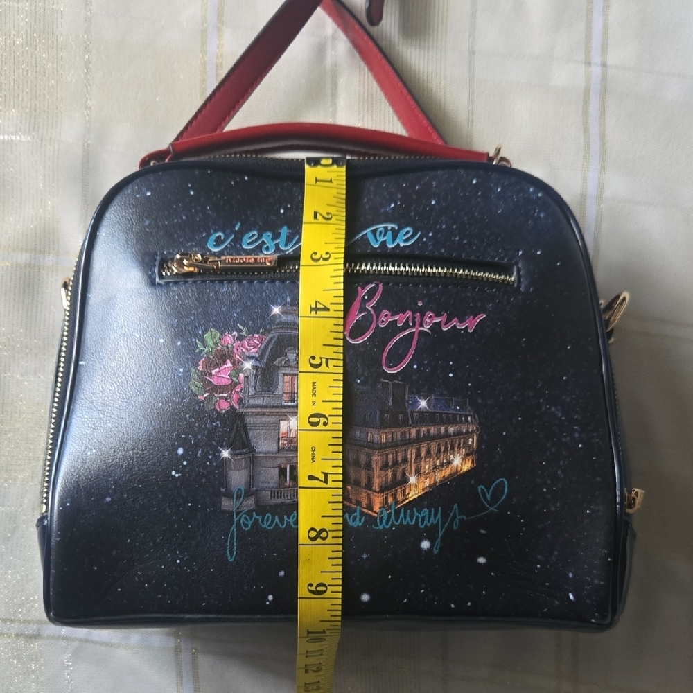 Nicole Miller, "Tonight For You", Red & Blue Crossbody Bag - Picture 8 of 14